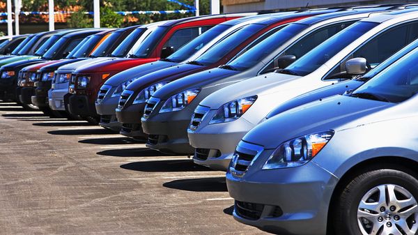 Rows of vehicles at a dealership