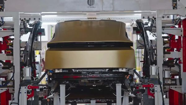 Tesla Cybercab being assembled using the Unboxed manufacturing process