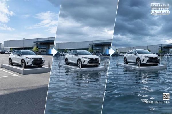 Floating Japanese parking pad flood protection concept